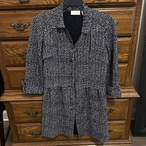 Chico's Black and White Patterned Cardigan bottoms daw cardigan black and white